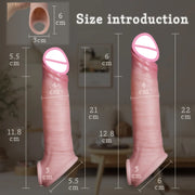 8.66 Inch penis sleeve large realistic reusable condoms cock rings extender penis sleeve with scrotal ring soft dick enlarger