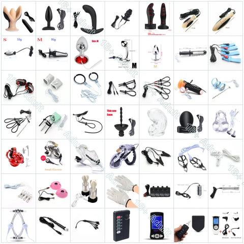 Electroshock Defensa Estim Electro Electric Shock Penis Plug Cock Rings Chastity Cage Anal Plug Nipple Clamps E-stim Bdsm Toys
