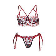 Free Shiping Love Embroidery Bra G-string Thong Sleepwear Sexy Lingerie For Women Plus Size Lingerie Bandage Women's lingerie