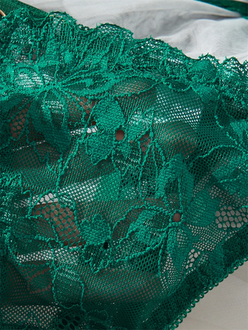 Women Lace Lingerie Ultra Sexy French Thin Bra Sets Intimate Exotic Sets Luxury Erotic Lingerie Dark Green Youth Sexy Lingerie