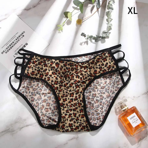 Lingerie Leopard Low waist Bownot Underwear Briefs Leopard Panties Lace Thongs