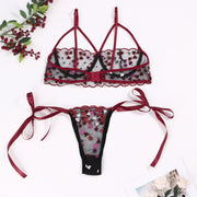 Free Shiping Love Embroidery Bra G-string Thong Sleepwear Sexy Lingerie For Women Plus Size Lingerie Bandage Women's lingerie