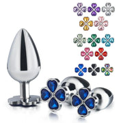 Lucky Clover Gem Anal Plug,S/M/L Size Four Leaf Clover Stainless Steel Crystal Jewelry Anal Butt Plugs