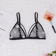 Women Lingerie Sets Underwear Embroidery Flower Lace Bra Thong Lingerie Set Thongs Mesh Translucent Ultrathin Underwear Lingerie