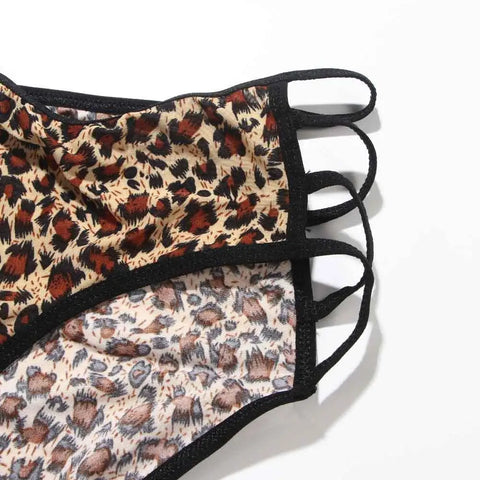 Lingerie Leopard Low waist Bownot Underwear Briefs Leopard Panties Lace Thongs