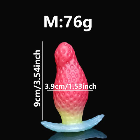 WOYE Liquid Silicone Strawberry Anal Plug Butt Plugs Masturbator Posterior Enlargement Anal Dilators Adult Toys For Men/Women