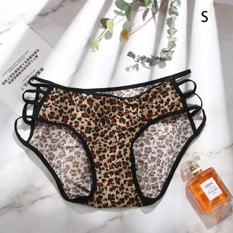 Lingerie Leopard Low waist Bownot Underwear Briefs Leopard Panties Lace Thongs