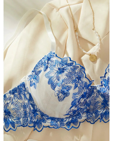 Toucheart Sexy Lingerie Set Blue Sexy Comfortable Lingerie Set For Women Simple Sexy Perspective Lace Pure Lust Lingerie Suit