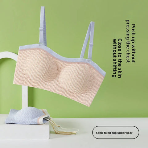 Lingerie Adjustable Wireless Bra Close-fitting Shockproof Brassiere for Women Anti-sagging Gathered Breasts Push Up Underwear