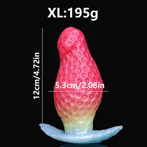 WOYE Liquid Silicone Strawberry Anal Plug Butt Plugs Masturbator Posterior Enlargement Anal Dilators Adult Toys For Men/Women