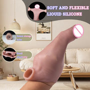 8.66 Inch penis sleeve large realistic reusable condoms cock rings extender penis sleeve with scrotal ring soft dick enlarger