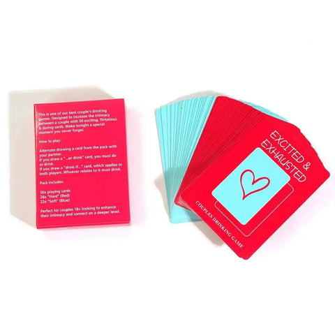 Excited And Exhausted Adult 50X Playing Cards Drinking Card Game Designed For Couples As It Helps To Strengthe